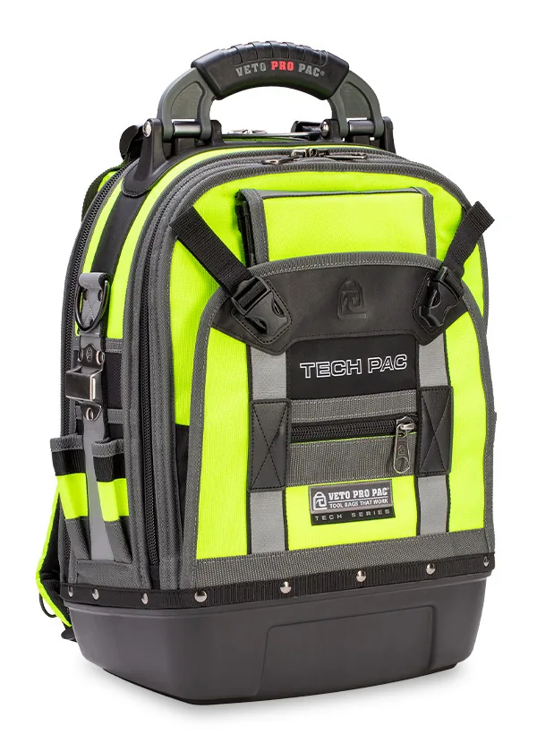 Ba Lô Veto Tech Pac Hi-Viz Yellow 24 Lít - Bao Gồm 2 Ngăn Tool & Meter Cố Định