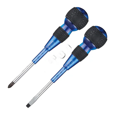 Bộ 2 Tua Vít BallGrip VESSEL 220-2PS-PBL Màu xanh dương Gồm Mũi PH2 Và Mũi Dẹp 6mm