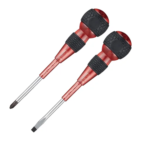 Bộ 2 Tua Vít BallGrip VESSEL 220-2PS-PRE Màu Đỏ Gồm Mũi PH2 Và Mũi Dẹp 6mm