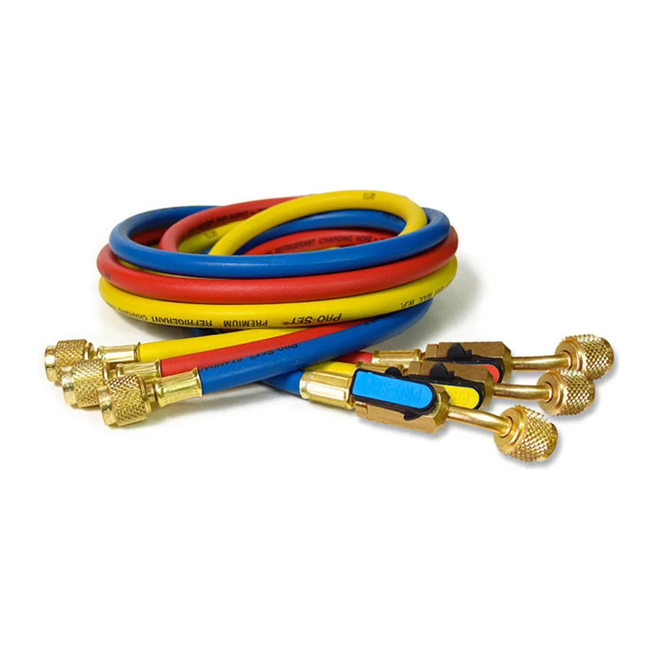 Bộ 3 dây nạp gas 1/4" dài 5 ft đầu van bi 45° CPS HP5E