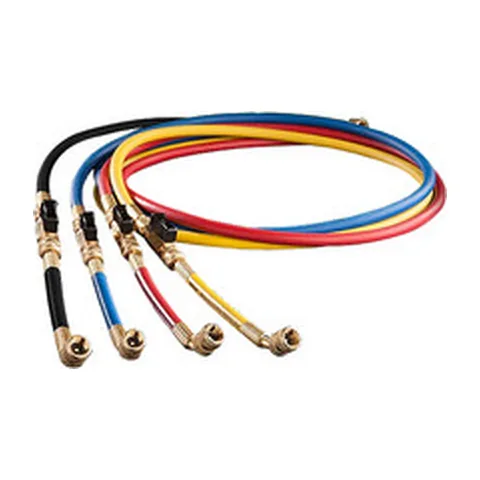 Bộ dây nạp gas Hilmor 1839143 kèm đầu nối van bi, 3 dây 1/4" và 1 dây chân không 3/8" dài 60"