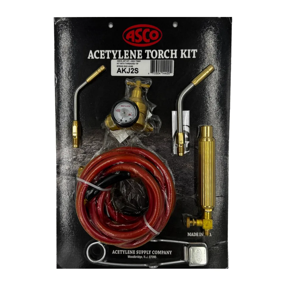 Bộ đèn khò hàn acetylene ASCO AKJ2-S-MC kèm đầu AJ3 và AJ5 ren, van điều áp MC, dây có đầu chống gập