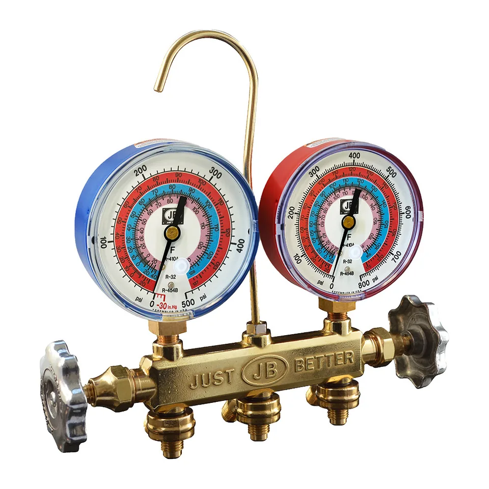 Bộ đồng hồ nạp gas 2 van thân đồng JB Industries 22625 PATRIOT cho R32, R454B, R410A (không kèm dây)