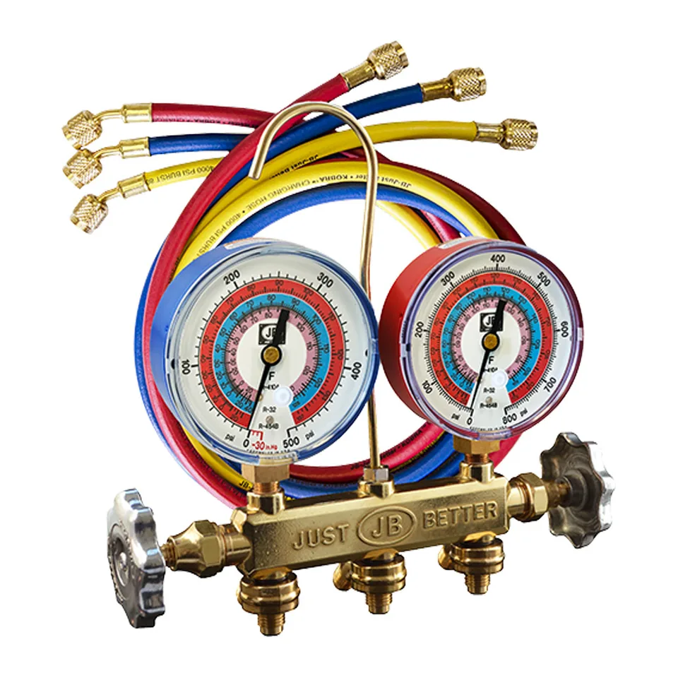 Bộ đồng hồ nạp gas 2 van thân đồng JB Industries 22633 PATRIOT cho R32, R454B, R410A kèm dây CCLE-60"
