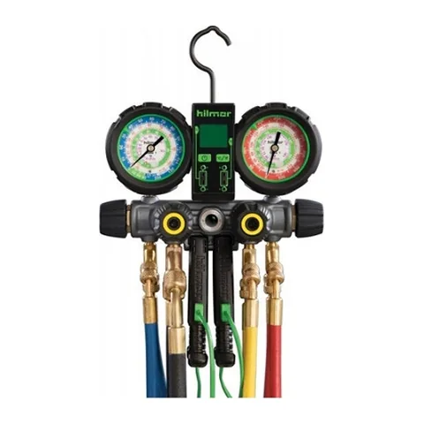 Bộ đồng hồ nạp gas 4 van Hilmor 1839110 (4V410HD) cho R410A kèm dây 60" van bi và nhiệt kế