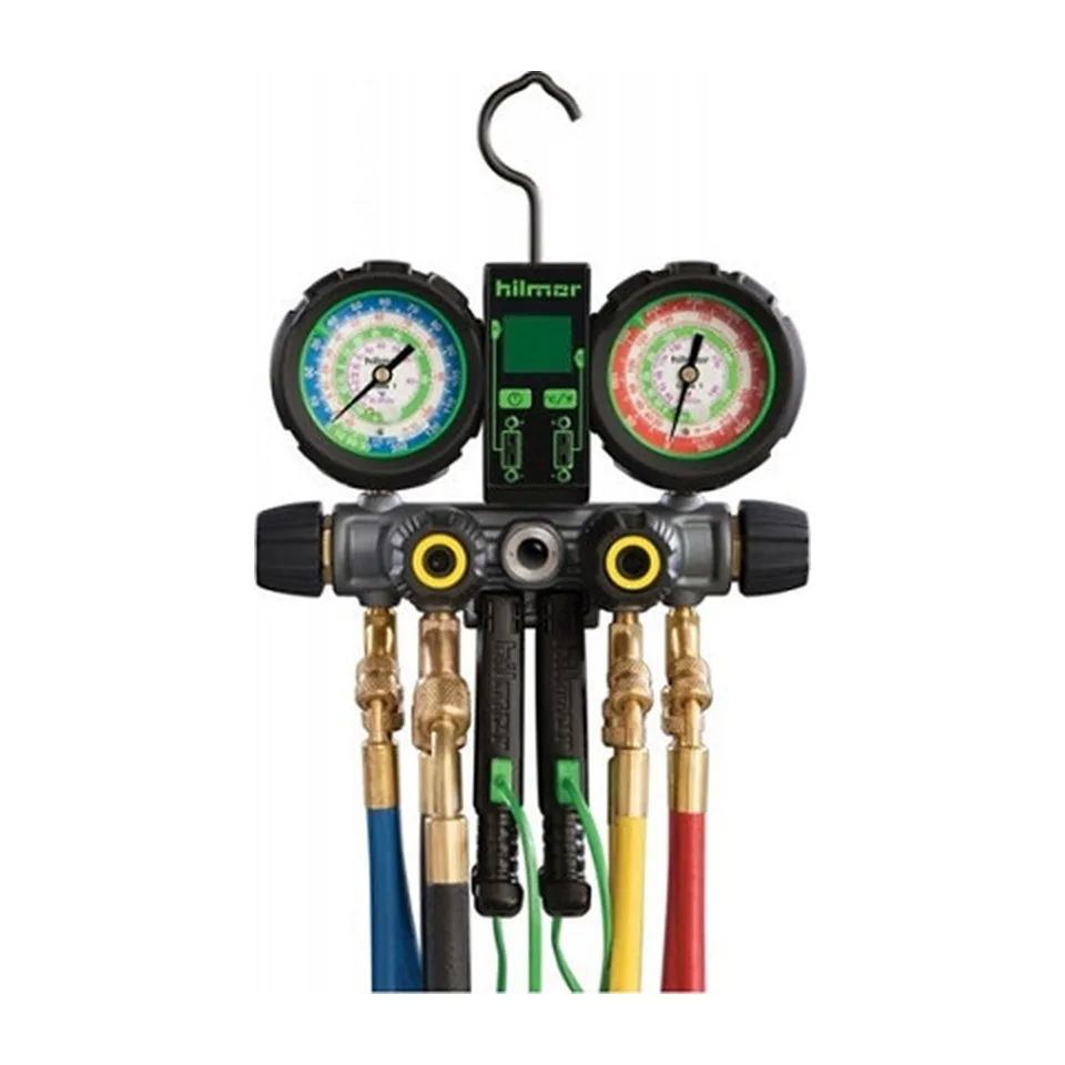 Bộ đồng hồ nạp gas 4 van Hilmor 1839110 (4V410HD) cho R410A kèm dây 60" van bi và nhiệt kế