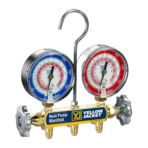 Bộ đồng hồ nạp gas bơm nhiệt 3 van Yellow Jacket 42041 cho R22, R407C, R410A (không kèm dây)