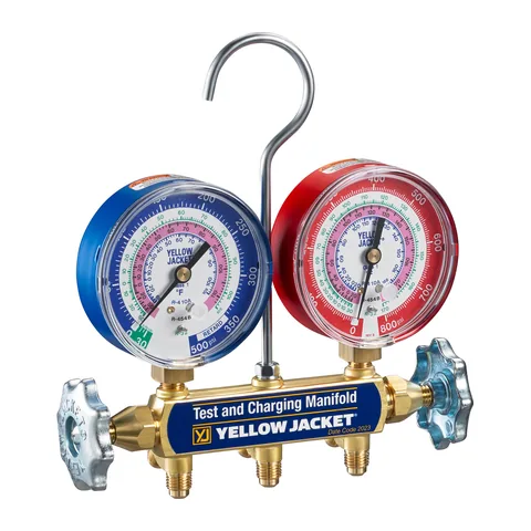 Bộ đồng hồ nạp gas cơ 2 van A2L Yellow Jacket 42035 Series 41 mặt 3-1/8" cho R-32, R-454B, R-410A (không kèm dây)
