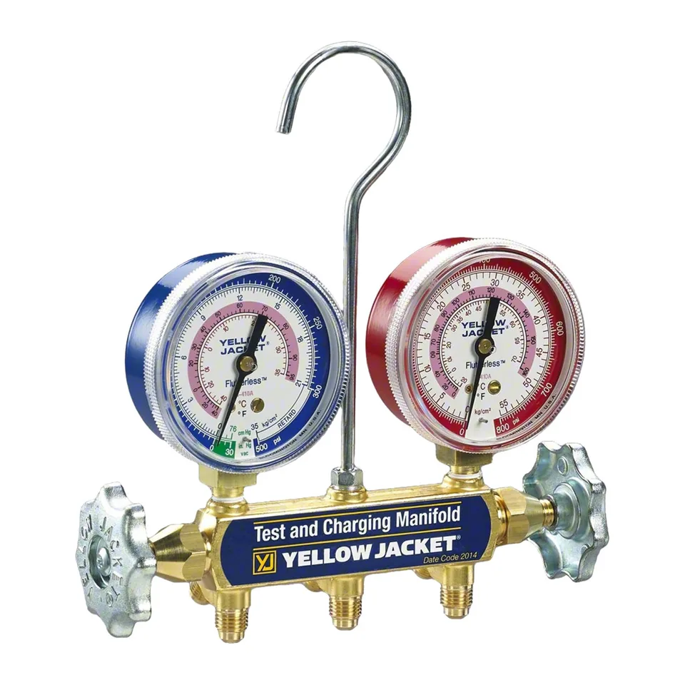 Bộ đồng hồ nạp gas cơ 2 van Yellow Jacket 41712 Series 41 mặt 2-1/2" cho R-410A và R-32 (không kèm dây)