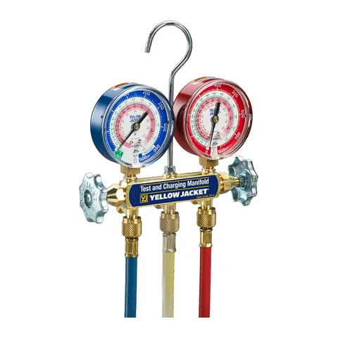 Bộ đồng hồ nạp gas cơ Yellow Jacket 42004 Series 41 cho R410A, R22, R404A kèm dây nạp RYB 60"