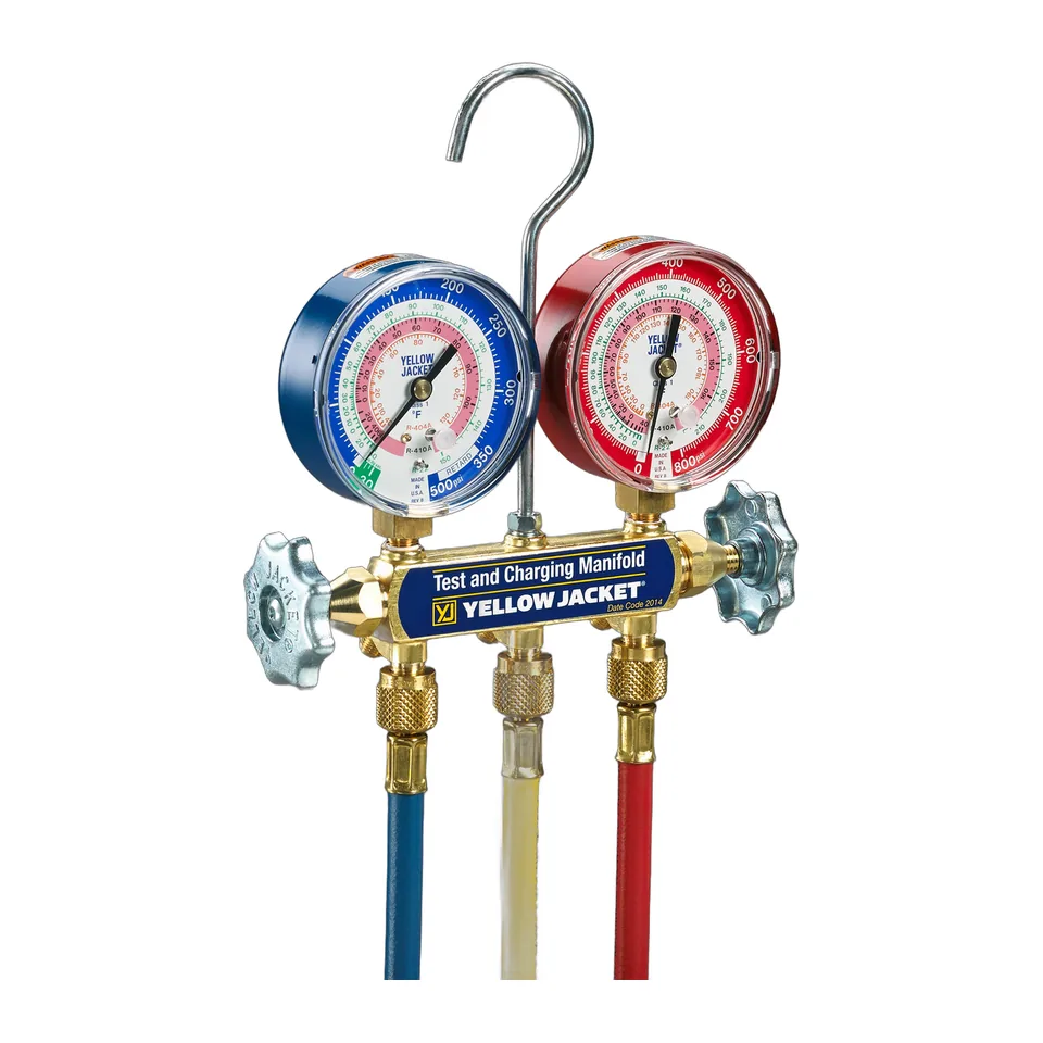 Bộ đồng hồ nạp gas cơ Yellow Jacket 42004 Series 41 cho R410A, R22, R404A kèm dây nạp RYB 60"