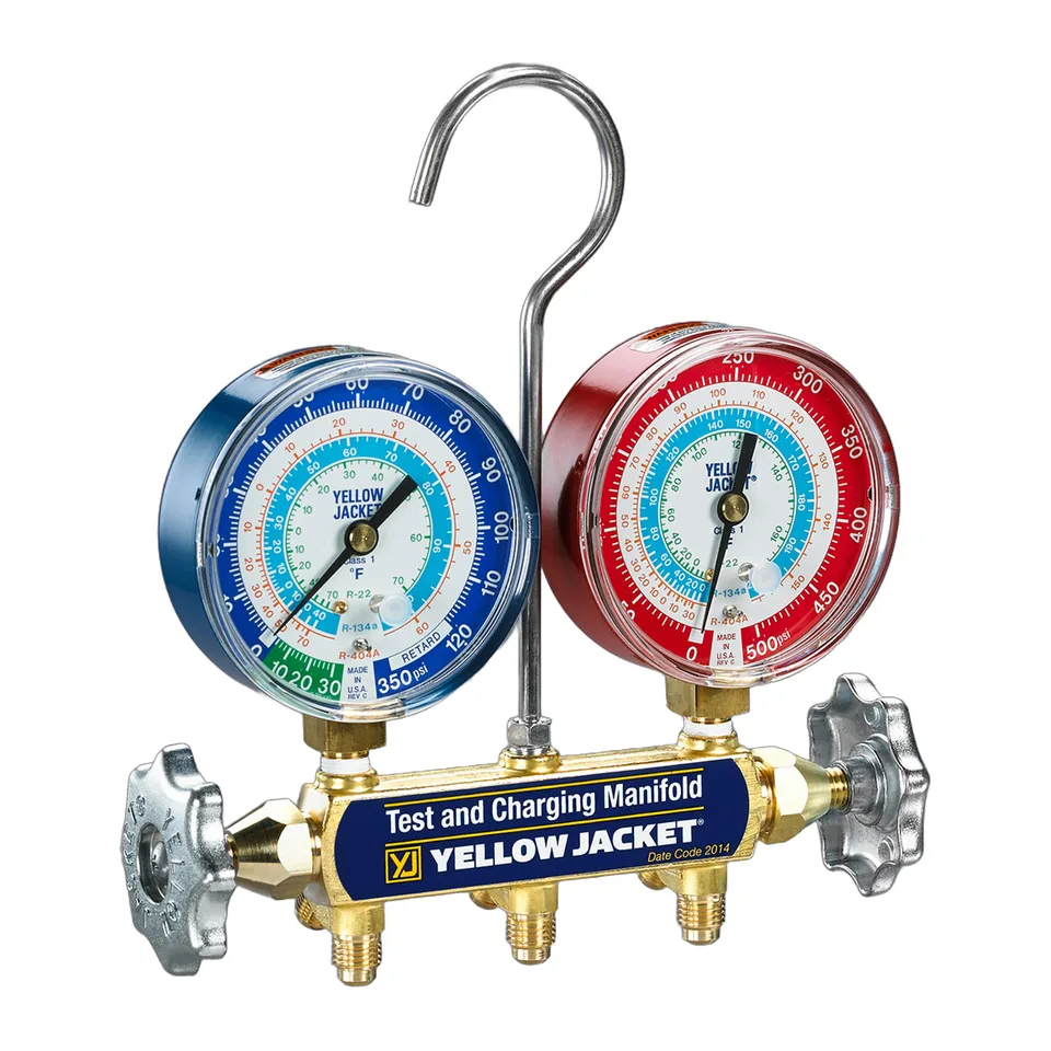 Bộ đồng hồ nạp gas cơ Yellow Jacket 42005 Series 41 cho R134a, R22, R404A (không kèm dây)