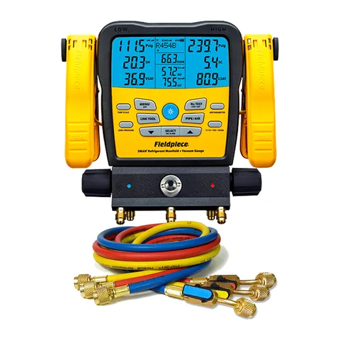Bộ đồng hồ nạp gas điện tử 3 cổng Fieldpiece SM382V kèm bộ 3 dây van bi HP5E