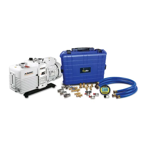 Bộ hút chân không công nghiệp nhanh NAVAC bơm 12 CFM NRD16T kèm dây TruBlu và đồng hồ micron