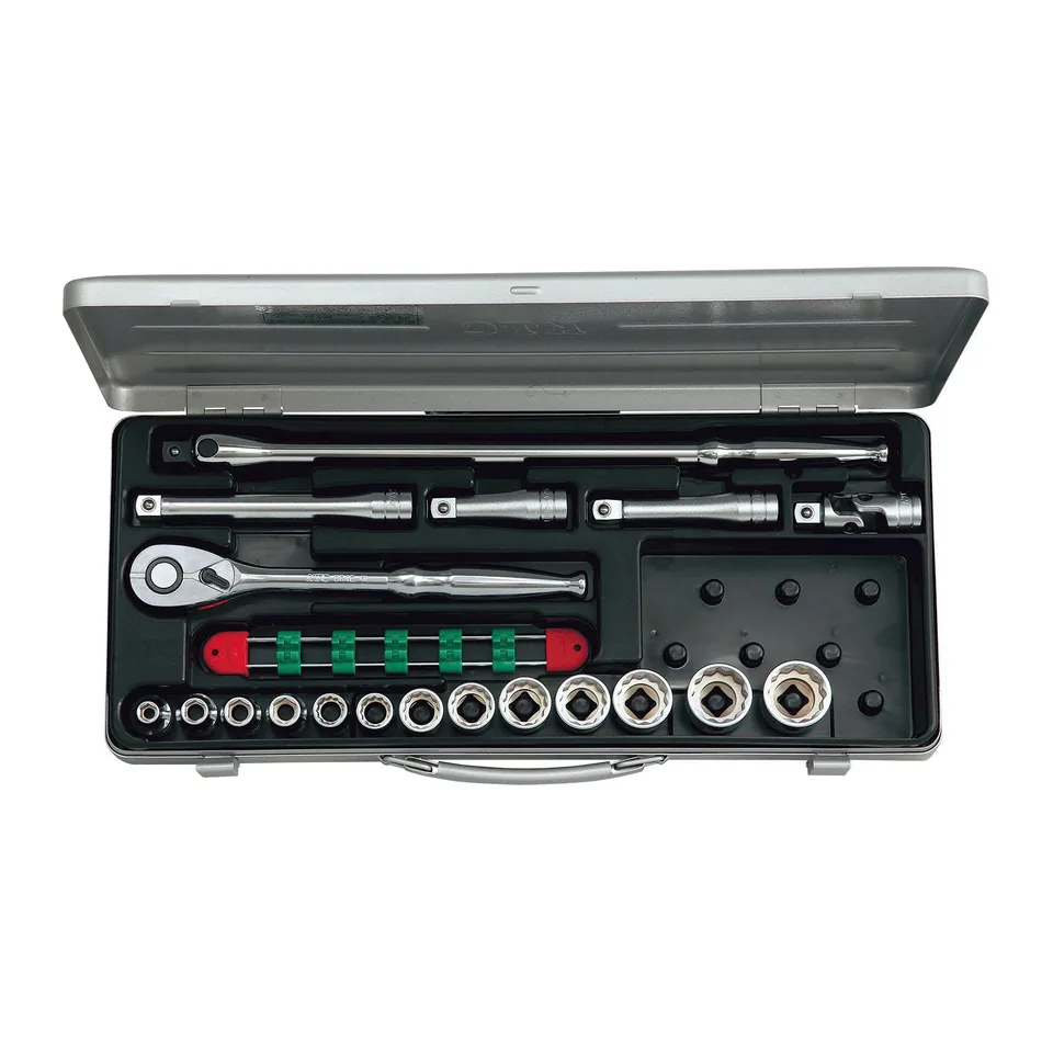 Bộ Khẩu 1/2" KTC TB413X Gồm 19 Chi Tiết Đóng Trong Hộp Kim Loại