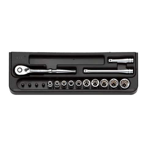 Bộ Khẩu 1/4" KTC TB210 Gồm 13 chi tiết – Bộ Khẩu Lục Giác Hệ Mét Nhật Bản