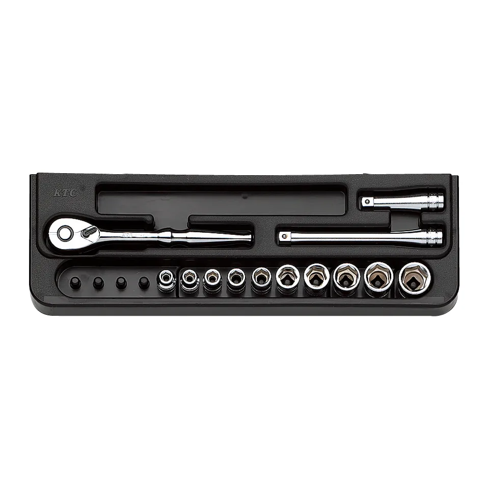 Bộ Khẩu 1/4" KTC TB210 Gồm 13 chi tiết – Bộ Khẩu Lục Giác Hệ Mét Nhật Bản