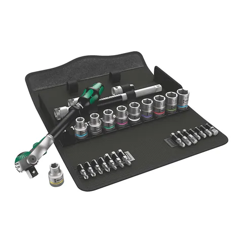 Bộ Khẩu Siết 1/2" Wera 8100 SC 6 Zyklop Speed Gồm 28 Chi Tiết Mã 004076
