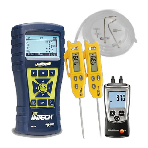Bộ kiểm tra và canh chỉnh Bacharach Intech: Fyrite InTech, Testo 510 và nhiệt kế gấp UEi PDT650