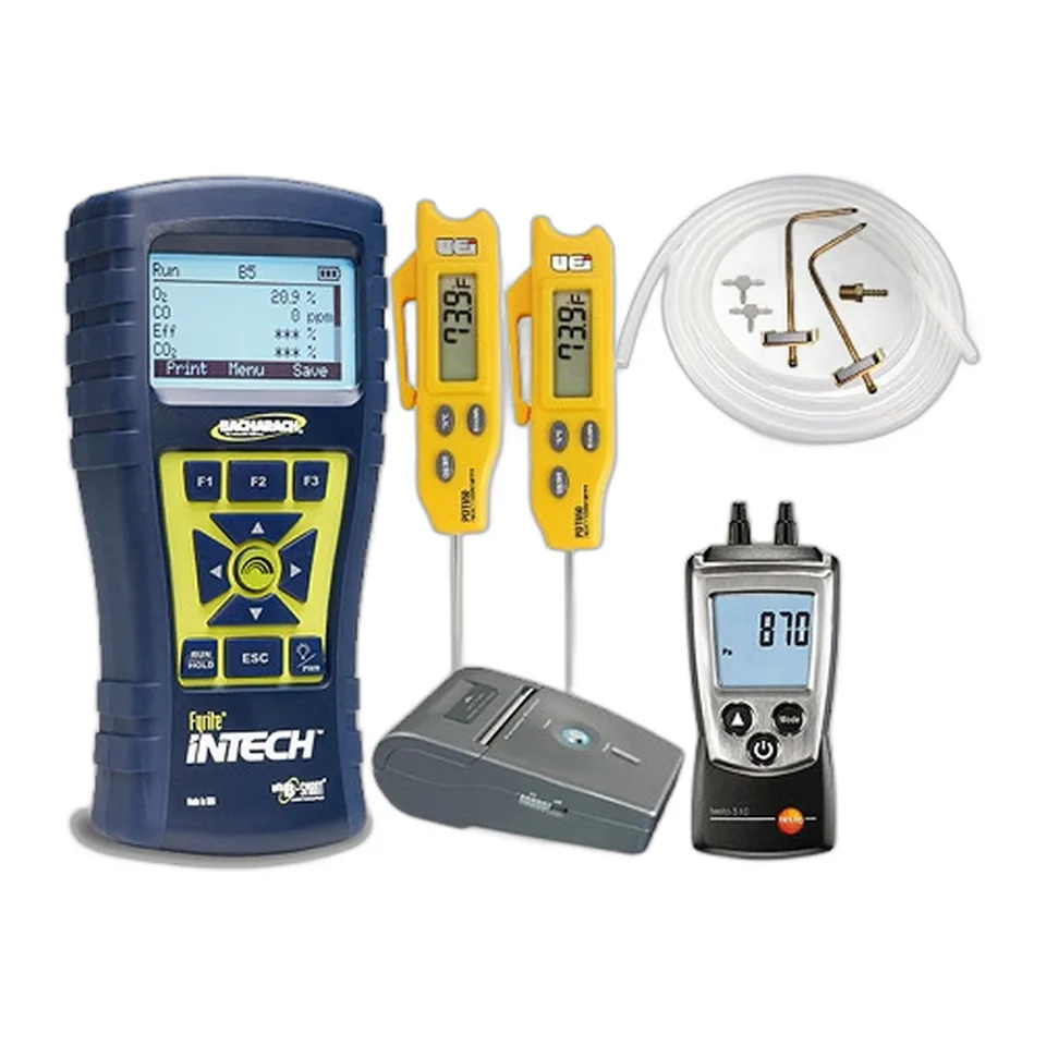 Bộ kiểm tra và canh chỉnh Bacharach Intech kèm máy in: Fyrite InTech, Testo 510, nhiệt kế gấp UEi PDT650
