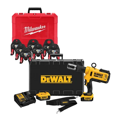 Bộ máy ép ống đồng chạy pin DeWalt 20V MAX DCE200 kèm bộ 7 ngàm ép Milwaukee 32kN (1/4" – 1-1/8")