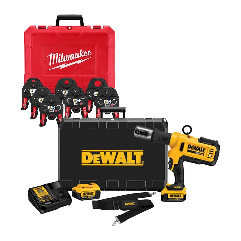 Bộ máy ép ống đồng chạy pin DeWalt 20V MAX DCE200 kèm bộ 7 ngàm ép Milwaukee 32kN (1/4" – 1-1/8")