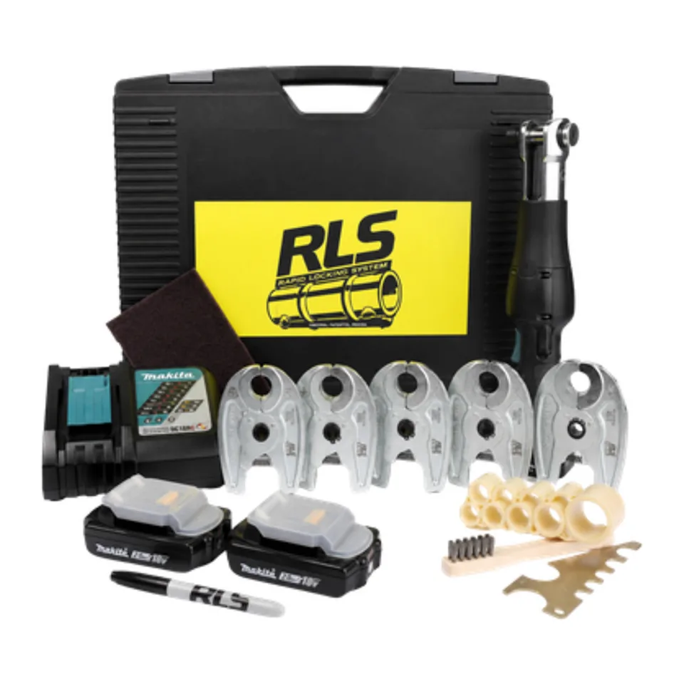Bộ máy ép ống đồng lạnh Klauke RLS 15kN kèm 5 ngàm 3/8", 1/2", 5/8", 7/8", 1-1/8"