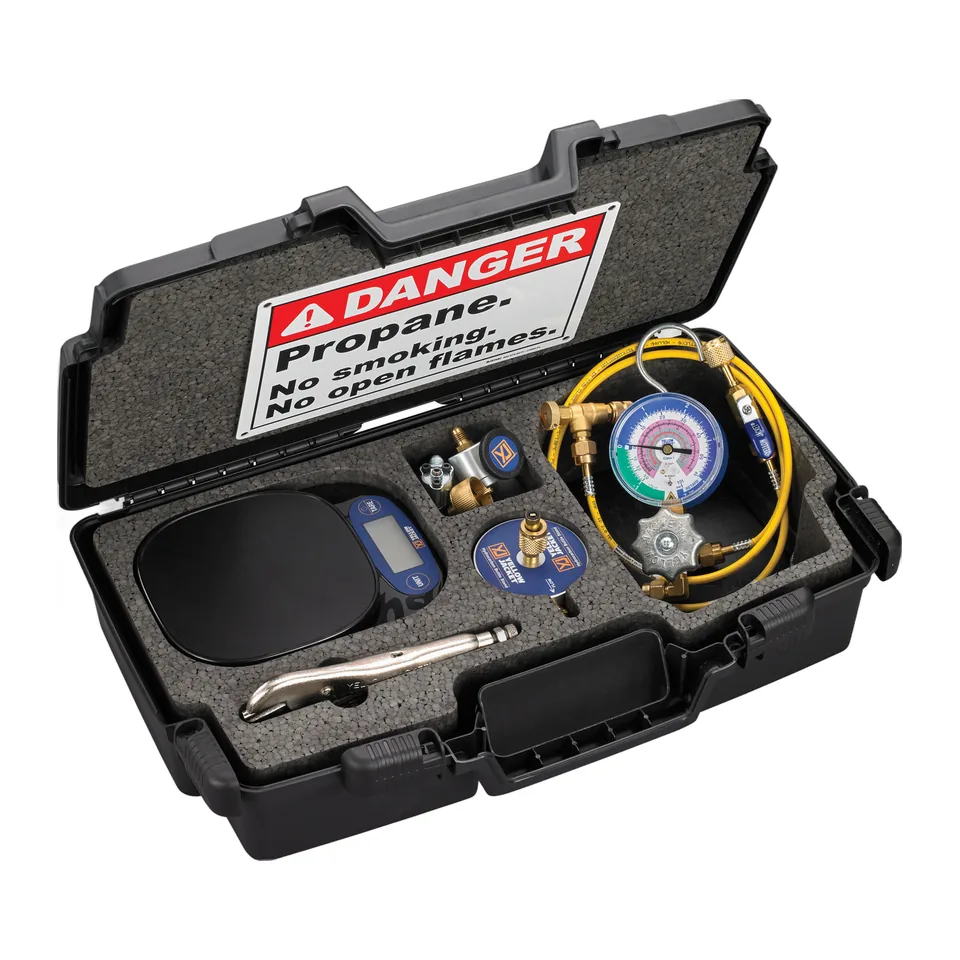 Bộ nạp gas hydrocarbon Yellow Jacket 61001 kèm cân và đồng hồ nạp cho R-290 propane và R-600a isobutane