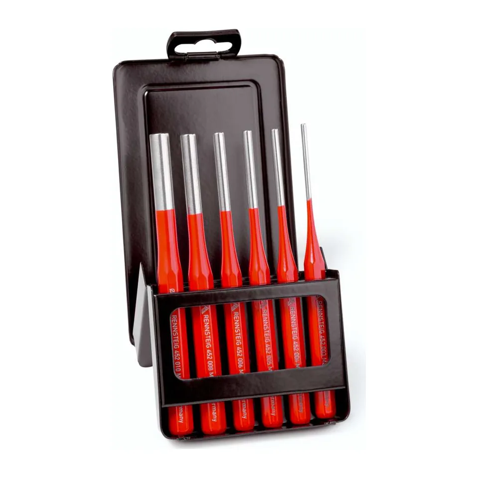 Bộ Pin Đóng (Pin Punches) Rennsteig 425 530 6 Màu Đỏ Độ Cứng 58-60 HRC