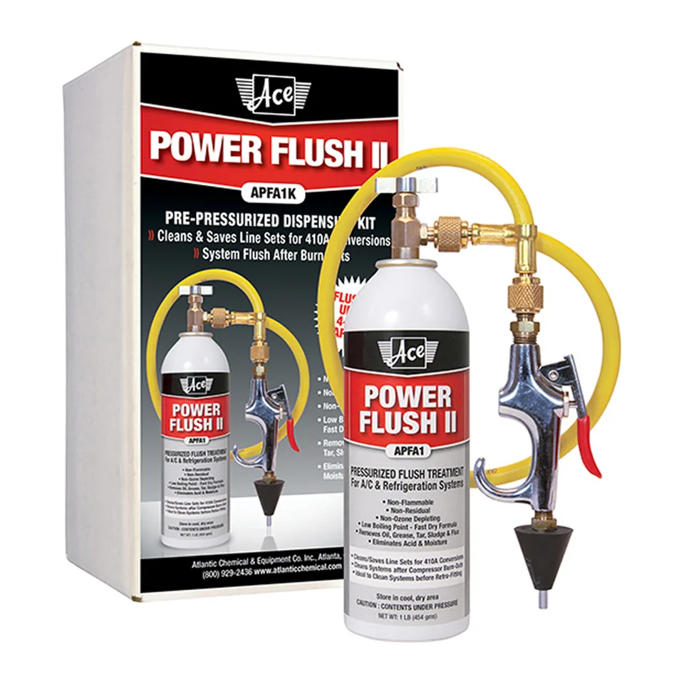 Bộ súc rửa đường ống gas Ace Power Flush II APFA1K, lon 16 oz áp suất sẵn kèm bộ dây phun, tới 4 tấn lạnh