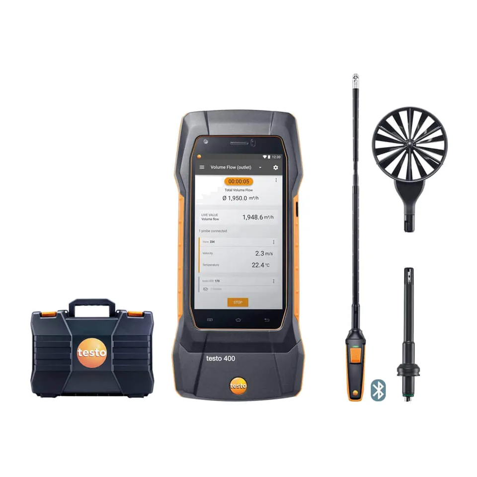 Bộ testo 400 Đo lưu lượng không khí với đầu dò cánh quạt 16 mm