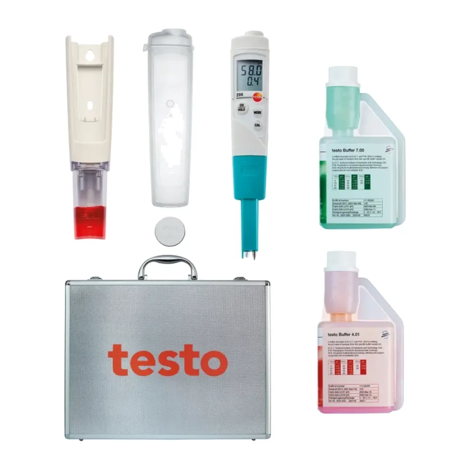 Bộ thiết bị đo pH/nhiệt độ chất lỏng - testo 206-pH1 starter