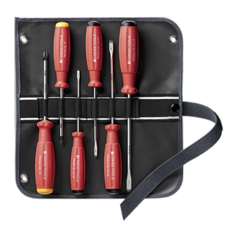 Bộ Tua Vít 6 Cây Swiss Grip Trong Túi Cuộn Cao Cấp PB Swiss Tools 8560.SU GY