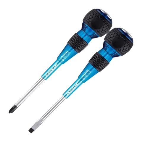 Bộ Tua Vít Đóng Cách Điện VESSEL Galaxy Blue 250-2PS-GBL Tay Cầm BallGrip Gồm 2 cây Đầu PH2 Và Đầu Dẹp 6mm