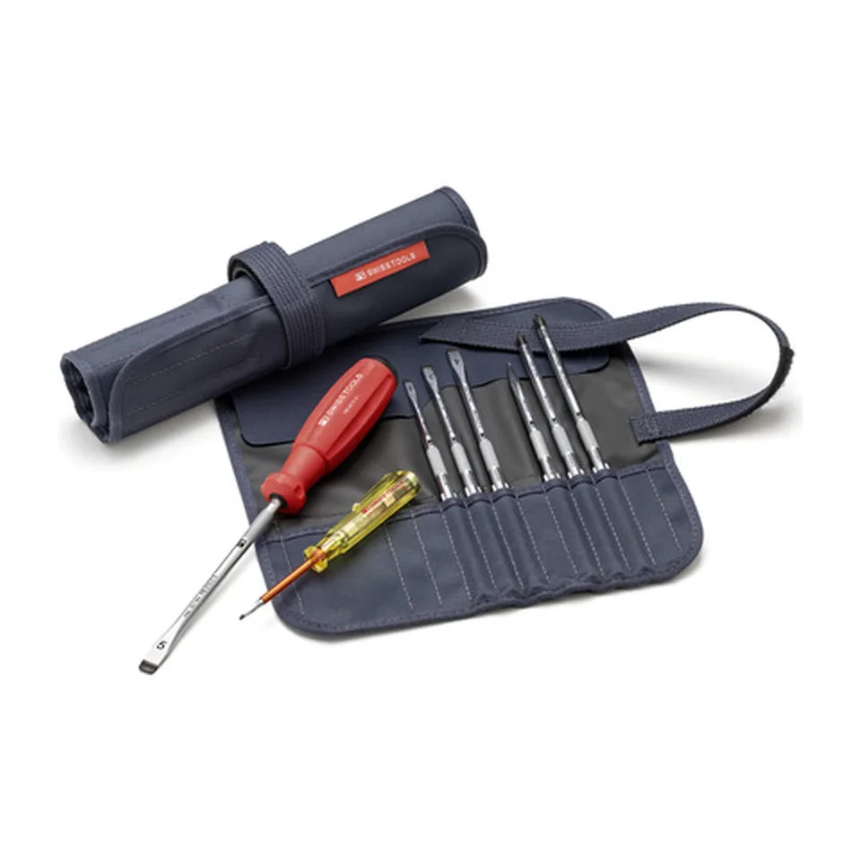 Bộ Tua Vít PB SwissTools 9 Chi Tiết PB 8218.GY V01 Trong Túi Cuộn Màu Xanh Đen