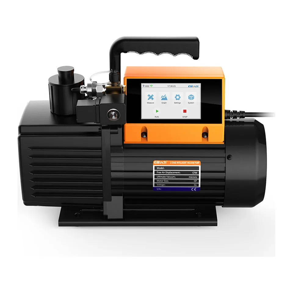 Bơm hút chân không điện tử 2 cấp Elitech V900 1 HP, 9 CFM, màn hình cảm ứng 4 inch, kết nối app