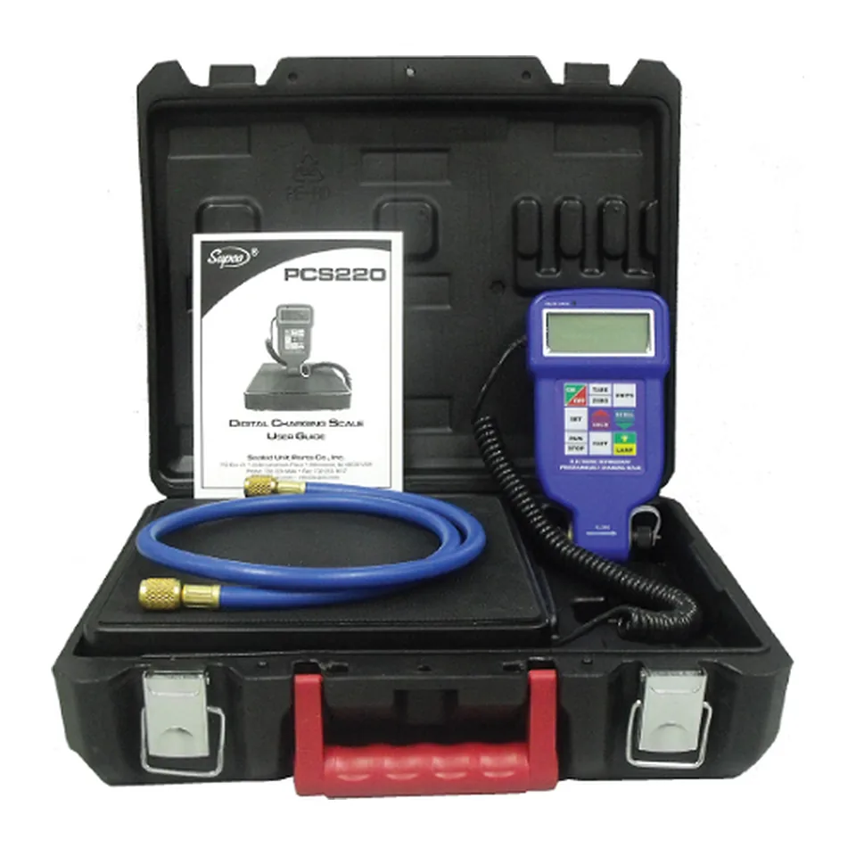 Cân nạp gas lập trình được Supco PCS220 tải trọng 220 lb, van điện từ nạp đủ khối lượng