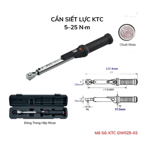 Cần Siết Lực KTC GW025-02 Đầu Cốt 1/4" Dải Lực 5-25Nm – Giải Pháp Chính Xác Từ Nhật Bản
