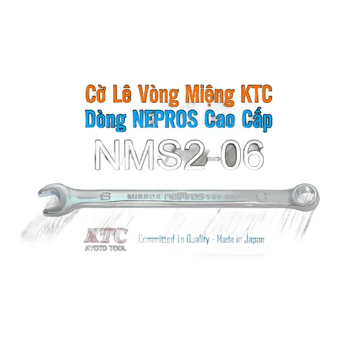 Cờ Lê Tròng Miệng KTC Nepros NMS2-06 Size 6mm – Tráng Gương Dòng Cao Cấp, Chống Trượt Nhật Bản