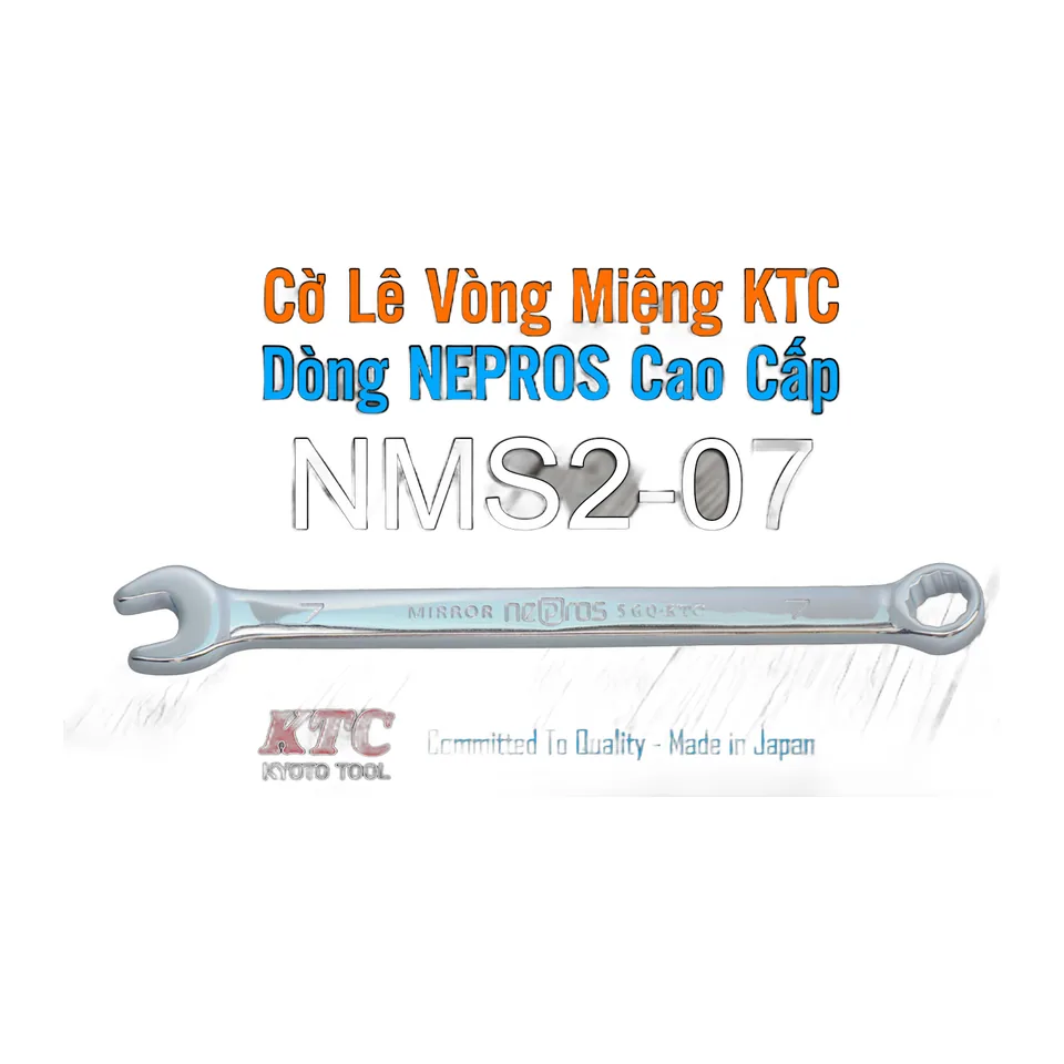 Cờ Lê Tròng Miệng KTC Nepros NMS2-07 Size 7mm – Tráng Gương Dòng Cao Cấp, Chống Trượt Nhật Bản