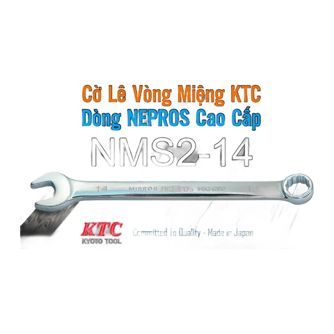 Cờ Lê Tròng Miệng KTC Nepros NMS2-14 Size 14mm – Tráng Gương Dòng Cao Cấp, Chống Trượt Nhật Bản