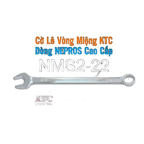 Cờ Lê Tròng Miệng KTC Nepros NMS2-22 Size 22mm – Tráng Gương Dòng Cao Cấp, Chống Trượt Nhật Bản