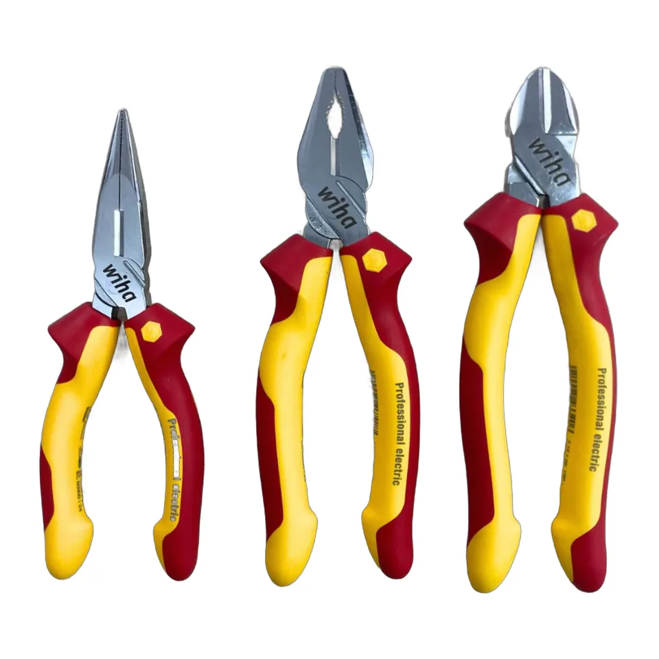 Combo 3 Kìm Wiha Chính Hãng cách điện bằng 18cm, cắt 18cm, nhọn 16cm (Wiha 26708, 43340, 26720)