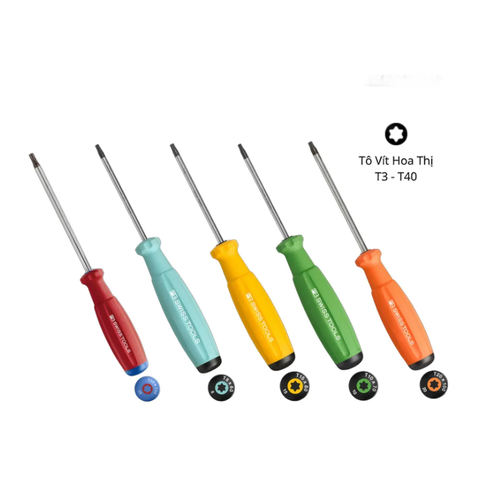Combo 5 Chiếc Tua Vít Hoa Thị Torx PB Swiss Tools 8400 Gồm T6 - T8 - T10 - T15 và T20