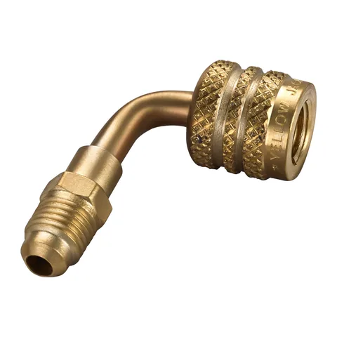 Đầu chuyển dây nạp gas 1/4" Yellow Jacket 19204 cho bình gas A2L ren trái, cái ren trái sang đực ren phải, góc vuông
