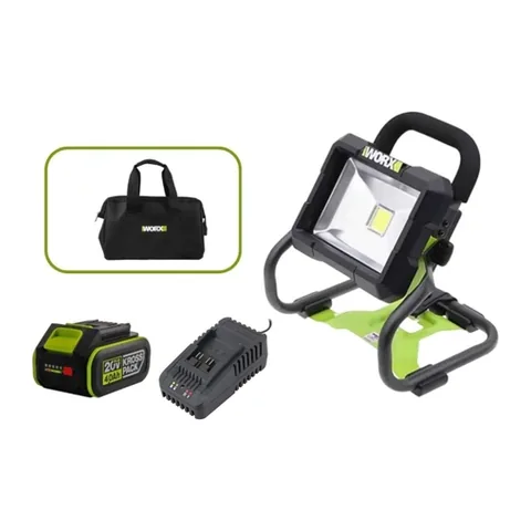 Đèn LED Dùng Pin 20V (1 Pin 4.0Ah, 1 Sạc 2A) Worx WU026.14.2B