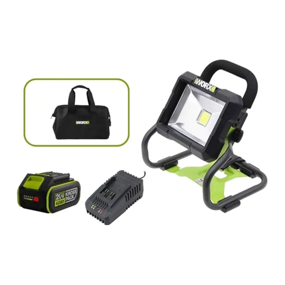 Đèn LED Dùng Pin 20V (1 Pin 4.0Ah, 1 Sạc 2A) Worx WU026.14.2B