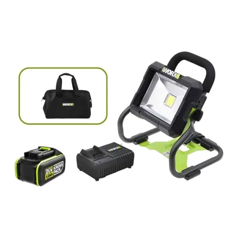 Đèn LED Dùng Pin 20V (1 Pin 5.0Ah, 1 Sạc 6A) Worx WU026.15.6B