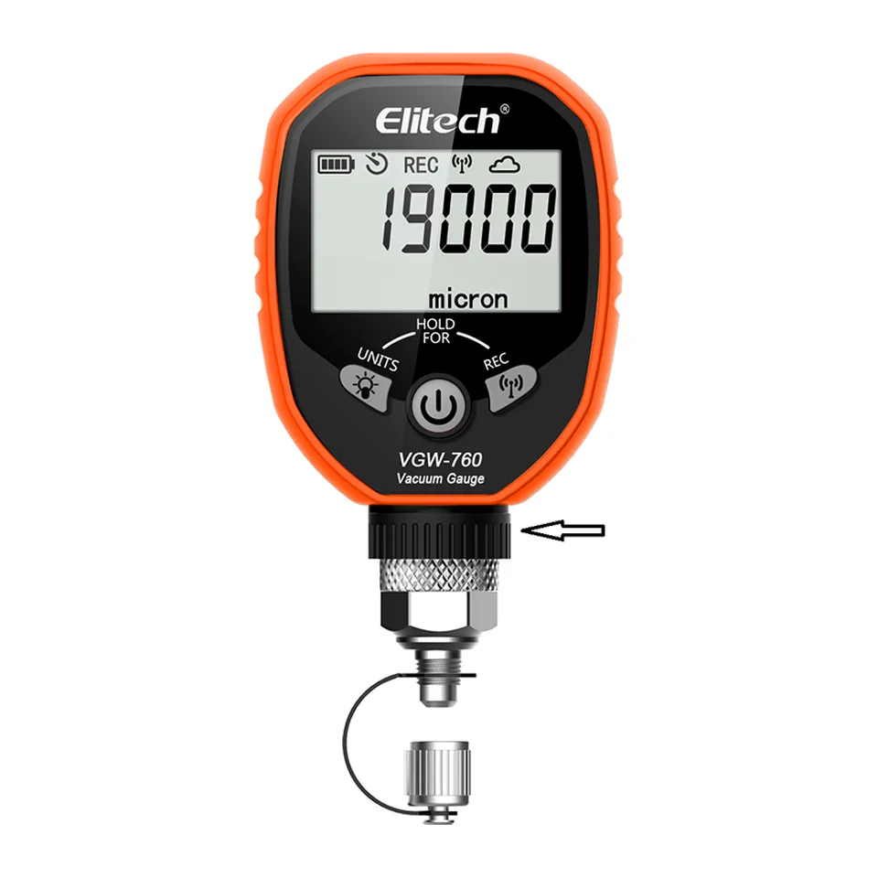 Đồng hồ đo chân không điện tử Elitech VGW-760 Bluetooth, đo 0–19.000 micron, chuẩn IP65