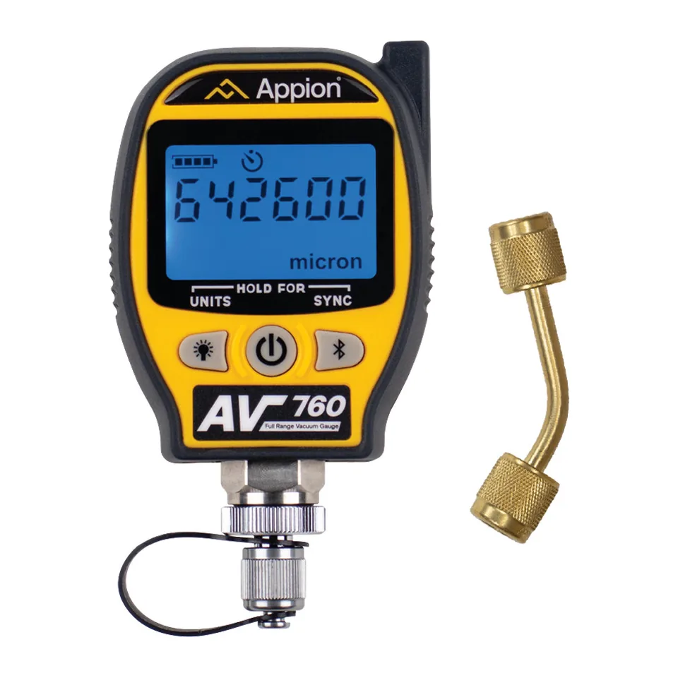 Đồng hồ đo chân không không dây Appion AV760, dải đo từ khí quyển đến 1 micron